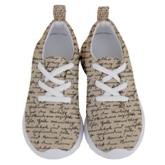 Close Up Photo Of Black Text Old Handwriting Leave Old Script Running Shoes by Cendanart