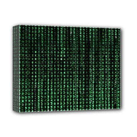 Green Matrix Code Illustration Digital Art Portrait Display Deluxe Canvas 14  X 11  (stretched) by Cendanart