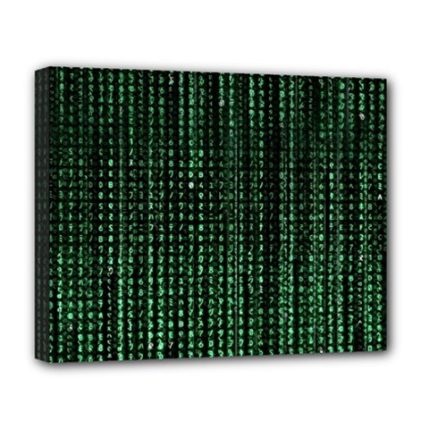 Green Matrix Code Illustration Digital Art Portrait Display Deluxe Canvas 20  X 16  (stretched) by Cendanart