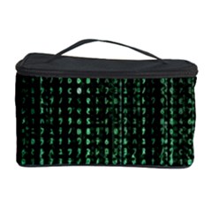 Green Matrix Code Illustration Digital Art Portrait Display Cosmetic Storage Case by Cendanart