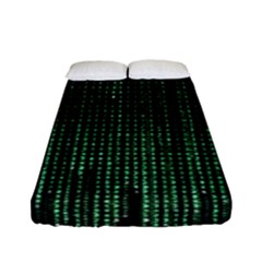 Green Matrix Code Illustration Digital Art Portrait Display Fitted Sheet (full/ Double Size) by Cendanart