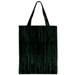 Green Matrix Code Illustration Digital Art Portrait Display Zipper Classic Tote Bag by Cendanart