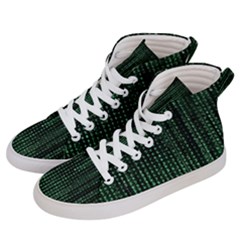 Green Matrix Code Illustration Digital Art Portrait Display Women s Hi-top Skate Sneakers by Cendanart