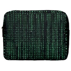 Green Matrix Code Illustration Digital Art Portrait Display Make Up Pouch (large) by Cendanart