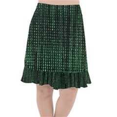 Green Matrix Code Illustration Digital Art Portrait Display Fishtail Chiffon Skirt by Cendanart