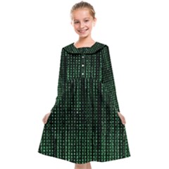 Green Matrix Code Illustration Digital Art Portrait Display Kids  Midi Sailor Dress by Cendanart