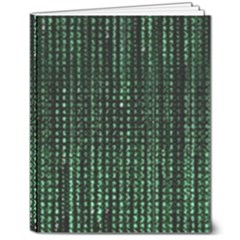 Green Matrix Code Illustration Digital Art Portrait Display 8  X 10  Hardcover Notebook by Cendanart