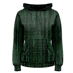 Green Matrix Code Illustration Digital Art Portrait Display Women s Pullover Hoodie by Cendanart