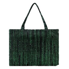 Green Matrix Code Illustration Digital Art Portrait Display Medium Tote Bag by Cendanart