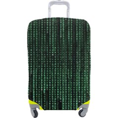 Green Matrix Code Illustration Digital Art Portrait Display Luggage Cover (large)