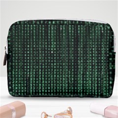 Green Matrix Code Illustration Digital Art Portrait Display Make Up Pouch (medium) by Cendanart