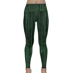 Green Matrix Code Illustration Digital Art Portrait Display Lightweight Velour Classic Yoga Leggings by Cendanart