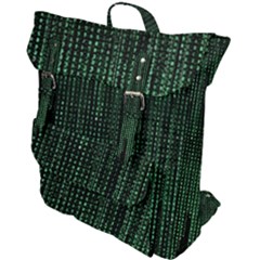 Green Matrix Code Illustration Digital Art Portrait Display Buckle Up Backpack by Cendanart