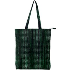 Green Matrix Code Illustration Digital Art Portrait Display Double Zip Up Tote Bag by Cendanart