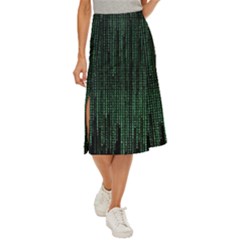 Green Matrix Code Illustration Digital Art Portrait Display Midi Panel Skirt by Cendanart