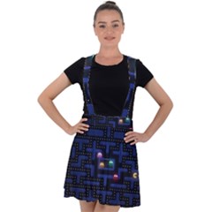 Retro Games Velvet Suspender Skater Skirt