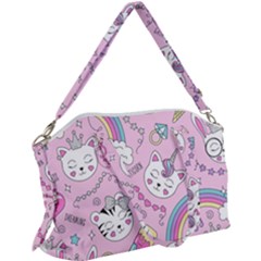 Beautiful Cute Animals Pattern Pink Canvas Crossbody Bag by Grandong