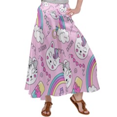 Beautiful Cute Animals Pattern Pink Women s Satin Palazzo Pants by Grandong