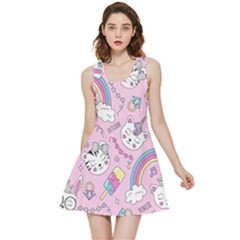 Beautiful Cute Animals Pattern Pink Inside Out Reversible Sleeveless Dress by Grandong