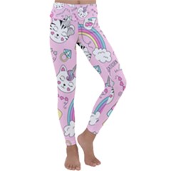 Beautiful Cute Animals Pattern Pink Kids  Lightweight Velour Classic Yoga Leggings by Grandong