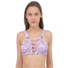 Beautiful Cute Animals Pattern Pink Cage Up Bikini Top by Grandong