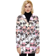 Cute Dog Seamless Pattern Background Button Up Hooded Coat 