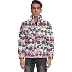 Cute Dog Seamless Pattern Background Men s Puffer Bubble Jacket Coat