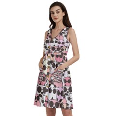 Cute Dog Seamless Pattern Background Sleeveless Dress With Pocket