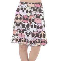 Cute Dog Seamless Pattern Background Fishtail Chiffon Skirt