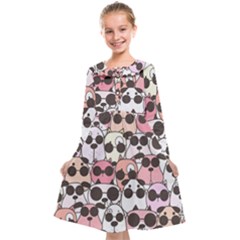 Cute Dog Seamless Pattern Background Kids  Midi Sailor Dress