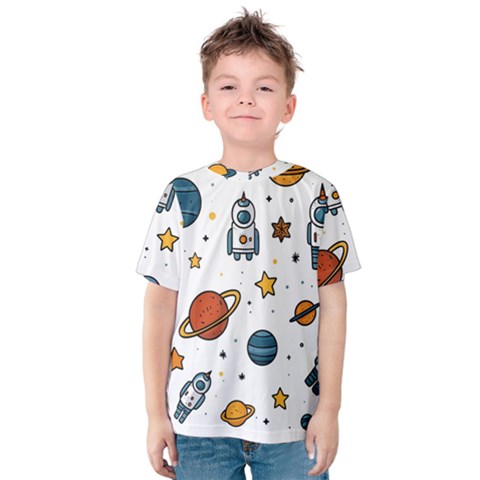 Set Cartoon Symbol Pattern Kids  Cotton T-shirt by Bedest