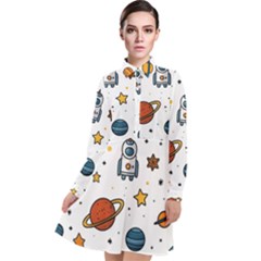 Set Cartoon Symbol Pattern Long Sleeve Chiffon Shirt Dress by Bedest