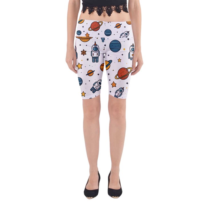 Set Cartoon Symbol Pattern Yoga Cropped Leggings