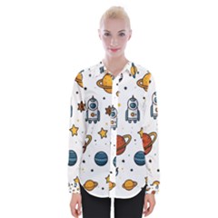 Set Cartoon Symbol Pattern Womens Long Sleeve Shirt