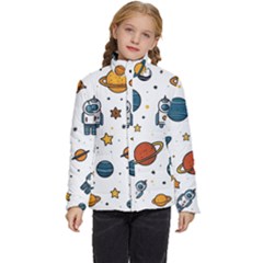 Set Cartoon Symbol Pattern Kids  Puffer Bubble Jacket Coat