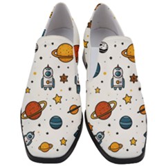 Set Cartoon Symbol Pattern Women Slip On Heel Loafers by Bedest