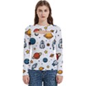 Set Cartoon Symbol Pattern Women s Cut Out Long Sleeve T-Shirt View1