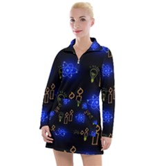 Background Doodles Candles Graphic Women s Long Sleeve Casual Dress by Bedest