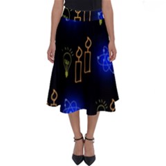 Background Doodles Candles Graphic Perfect Length Midi Skirt by Bedest