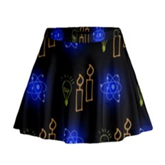 Background Doodles Candles Graphic Mini Flare Skirt by Bedest