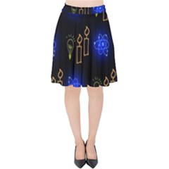 Background Doodles Candles Graphic Velvet High Waist Skirt by Bedest