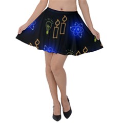 Background Doodles Candles Graphic Velvet Skater Skirt by Bedest