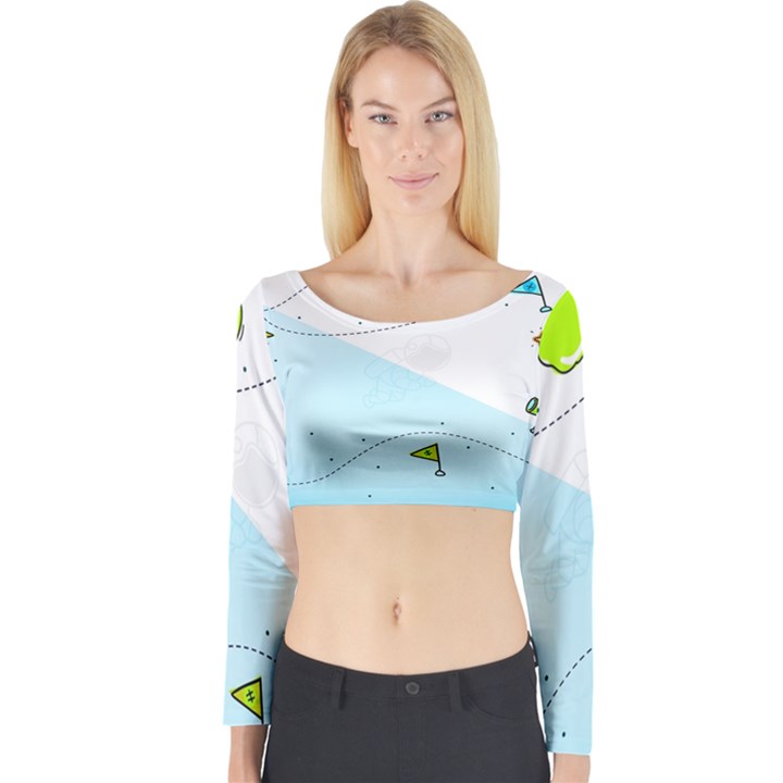 Astronaut Spaceship Long Sleeve Crop Top