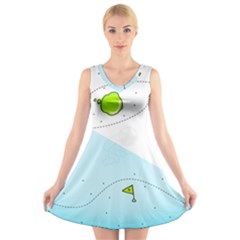 Astronaut Spaceship V-neck Sleeveless Dress by Bedest