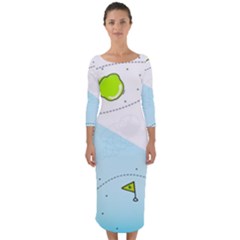 Astronaut Spaceship Quarter Sleeve Midi Bodycon Dress by Bedest