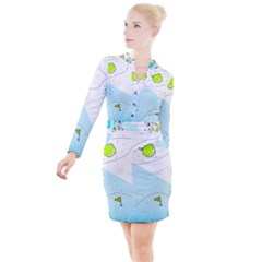 Astronaut Spaceship Button Long Sleeve Dress by Bedest