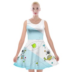 Astronaut Spaceship Velvet Skater Dress by Bedest