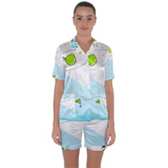 Astronaut Spaceship Satin Short Sleeve Pajamas Set