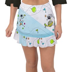 Astronaut Spaceship Fishtail Mini Chiffon Skirt by Bedest