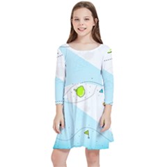 Astronaut Spaceship Kids  Quarter Sleeve Skater Dress by Bedest